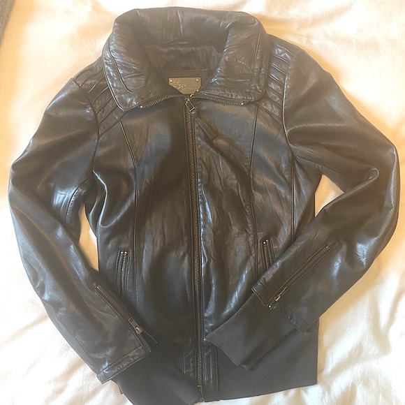 Mackage - Aritzia - Brown Lambskin Leather Jacket - Picture 2 of 10
